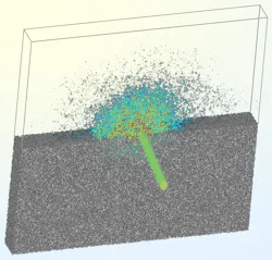 FIGURE 3. Light injected via a narrow beam stops spreading in the slab and becomes confined to (trapped in) a finite area of the sample. FIGURE 3. Light injected via a narrow beam stops spreading in the slab and becomes confined to (trapped in) a finite area of the sample.