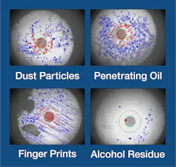 FIGURE 1. Microscopic dust, oils, or other contaminants on fiber ends or along the cable length can severely degrade performance. FIGURE 1. Microscopic dust, oils, or other contaminants on fiber ends or along the cable length can severely degrade performance.