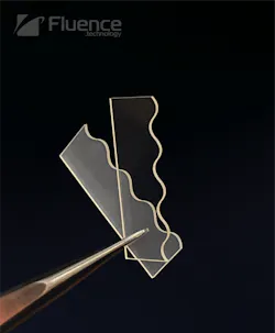 FIGURE 3. A photograph of rounded shapes cleaved using femtosecond pulses in amorphous and crystalline PLA. The application of this cutting method for the polymer demonstrated a defect-free, smooth cutting edge. FIGURE 3. A photograph of rounded shapes cleaved using femtosecond pulses in amorphous and crystalline PLA. The application of this cutting method for the polymer demonstrated a defect-free, smooth cutting edge.