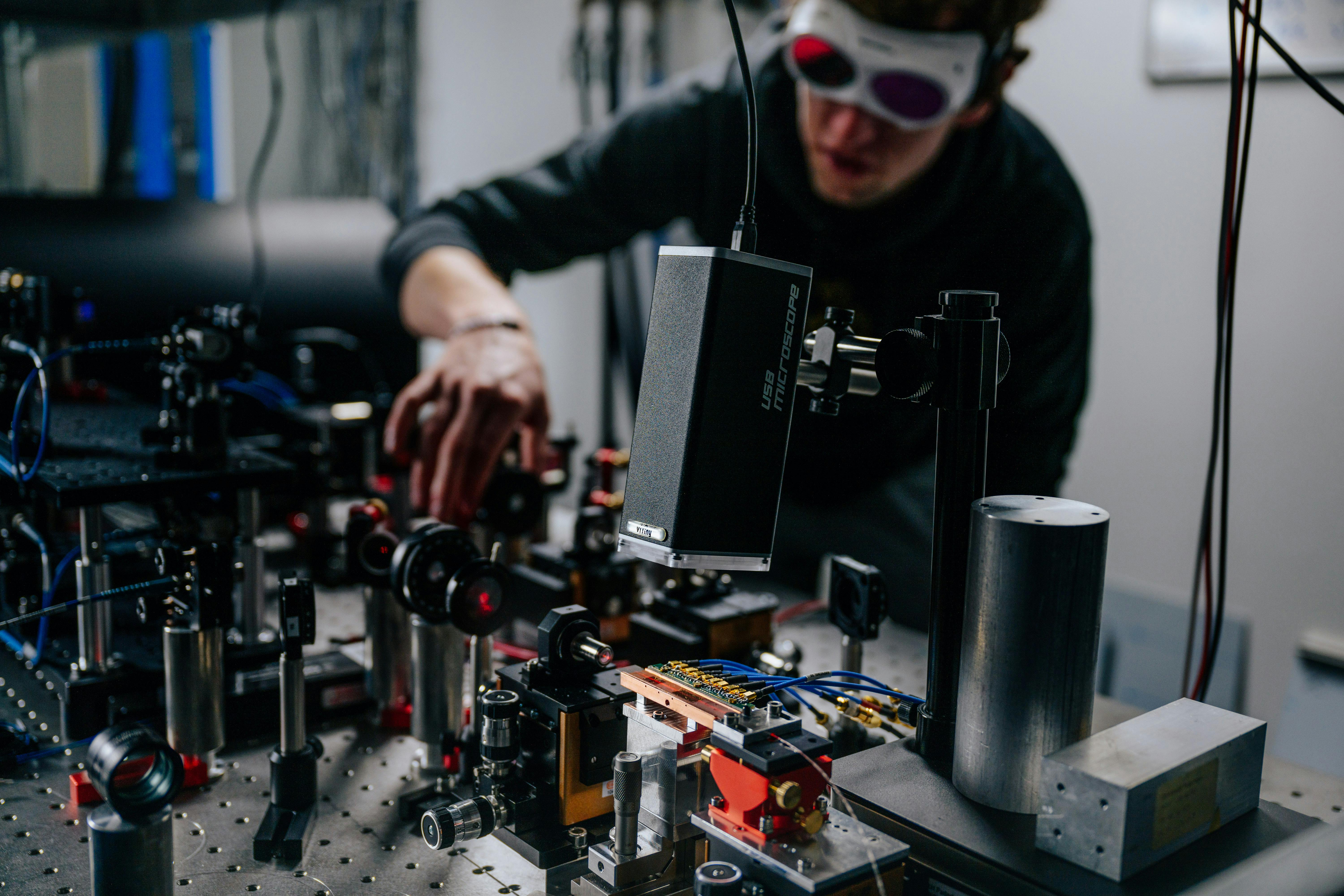 Maximillian Protte working on the group&rsquo;s setup.