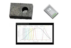 FIGURE 4. The AS7341 Spectral Color sensor from ams OSRAM Group: the sensor in its package (upper left), CAD assembly of the sensor (upper right), and normalized responsivity of the sensor at every channel, including the NIR (bottom). FIGURE 4. The AS7341 Spectral Color sensor from ams OSRAM Group: the sensor in its package (upper left), CAD assembly of the sensor (upper right), and normalized responsivity of the sensor at every channel, including the NIR (bottom).