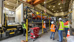 SLAC received its first LCLS-II-HE cryomodule from Fermilab on Feb. 18, 2022. SLAC received its first LCLS-II-HE cryomodule from Fermilab on Feb. 18, 2022.