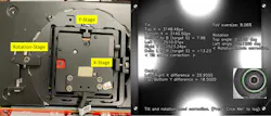 FIGURE 3. Camera image-to-material alignment stages (left) and laser-etched fiducial-driven alignment software interface (right). FIGURE 3. Camera image-to-material alignment stages (left) and laser-etched fiducial-driven alignment software interface (right).