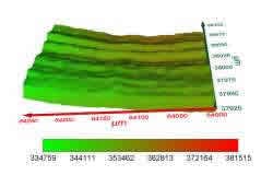 A 3D image of a small patch of painted surface sensed by terahertz reflectometry shows that the paint is nonuniform, consisting of four different layers.