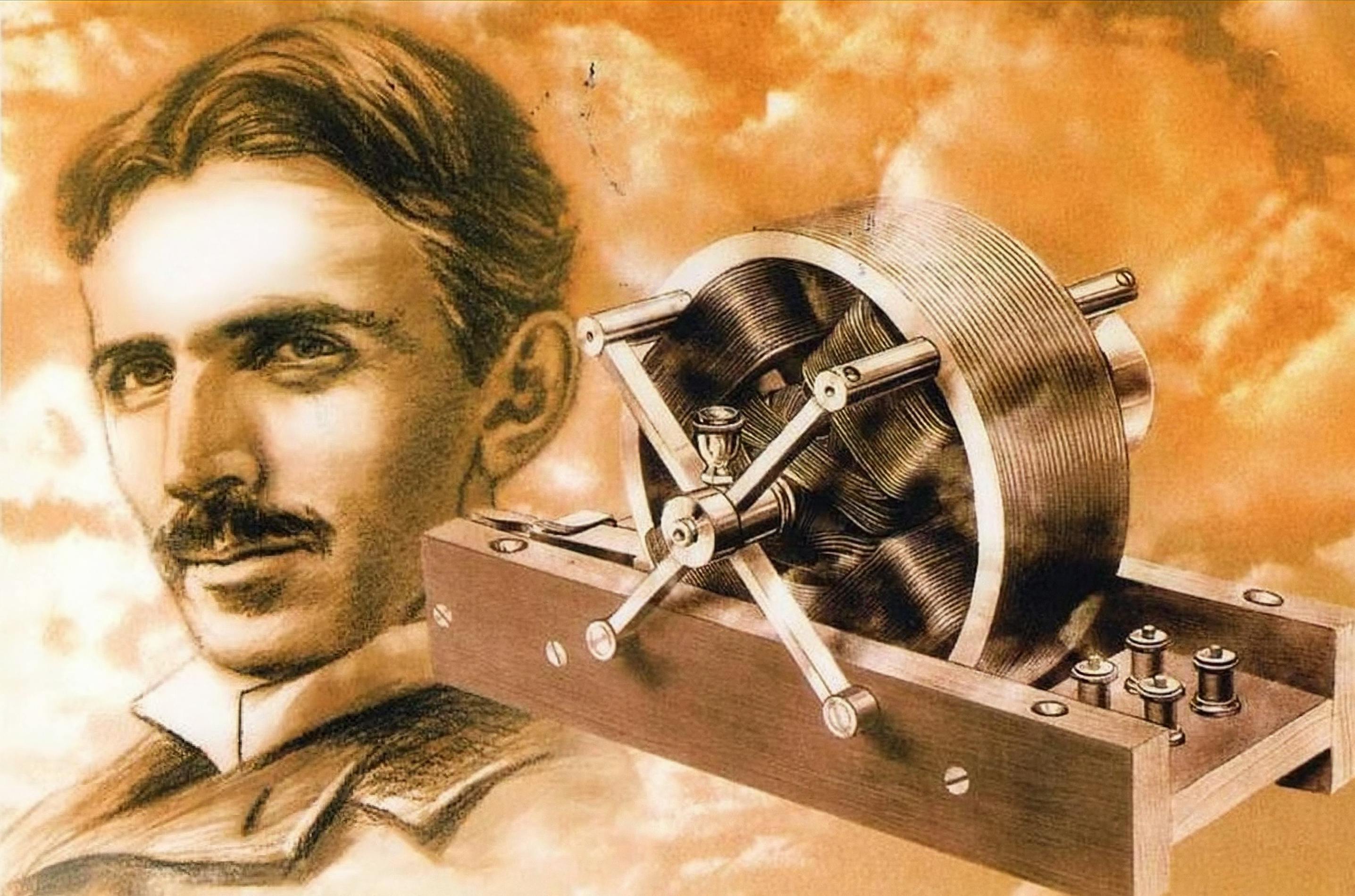 &ldquo;Tesla with AC Motor&rdquo; early 20th-century postcard.