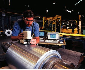 FIGURE 1. White-light vertical-scanning, phase-shifting interferometer can measure surfaces as rough as 20 &micro;m rms with vertical resolutions of 3 &angst; rms.