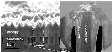 Cross-sectional images of the InGaN nanowire photovoltaic cell.