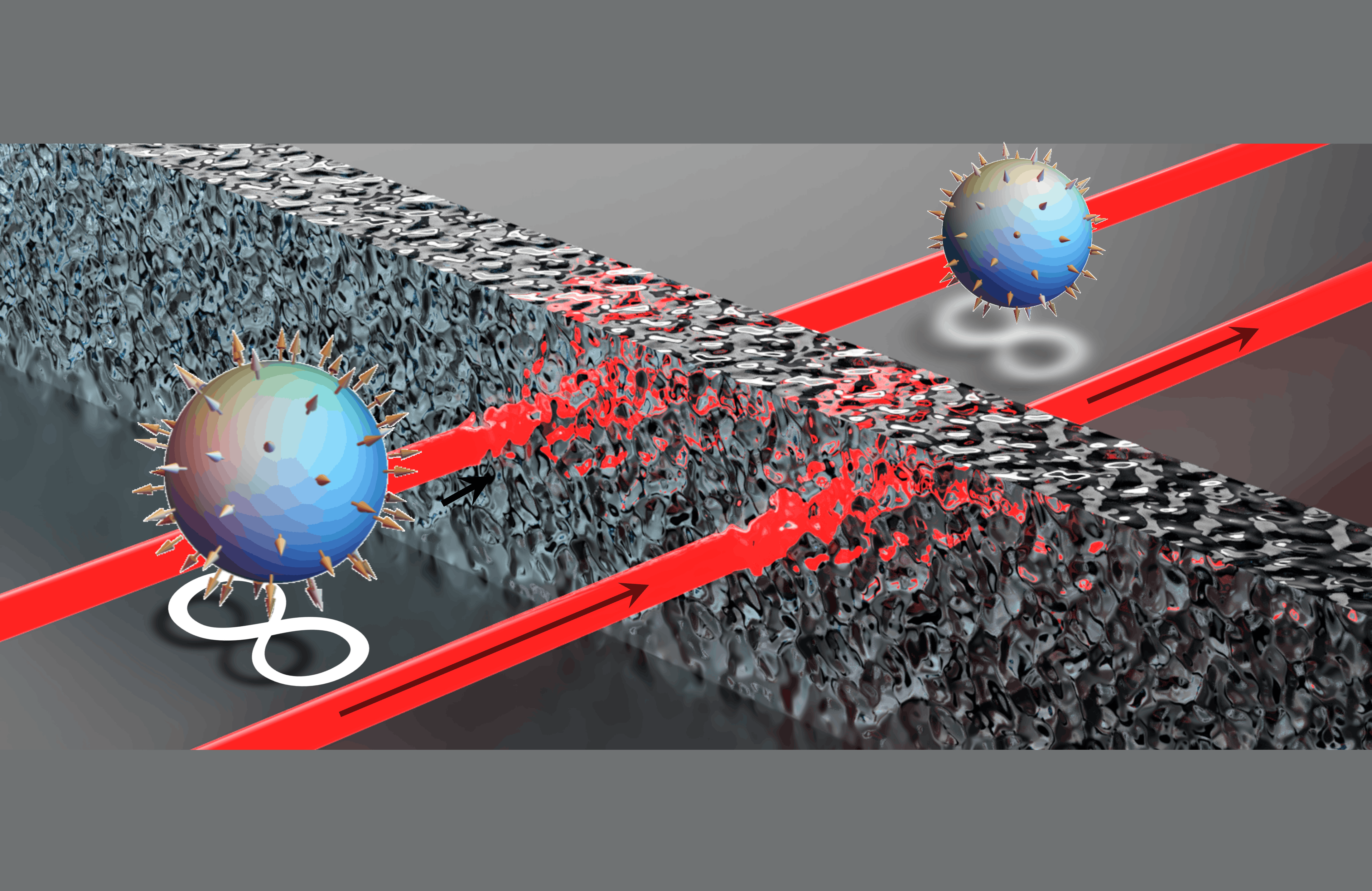 Two entangled photons, A and B, are engineered to be topological. After passing through a noisy real-world system, the entanglement decays but the topology remains intact.