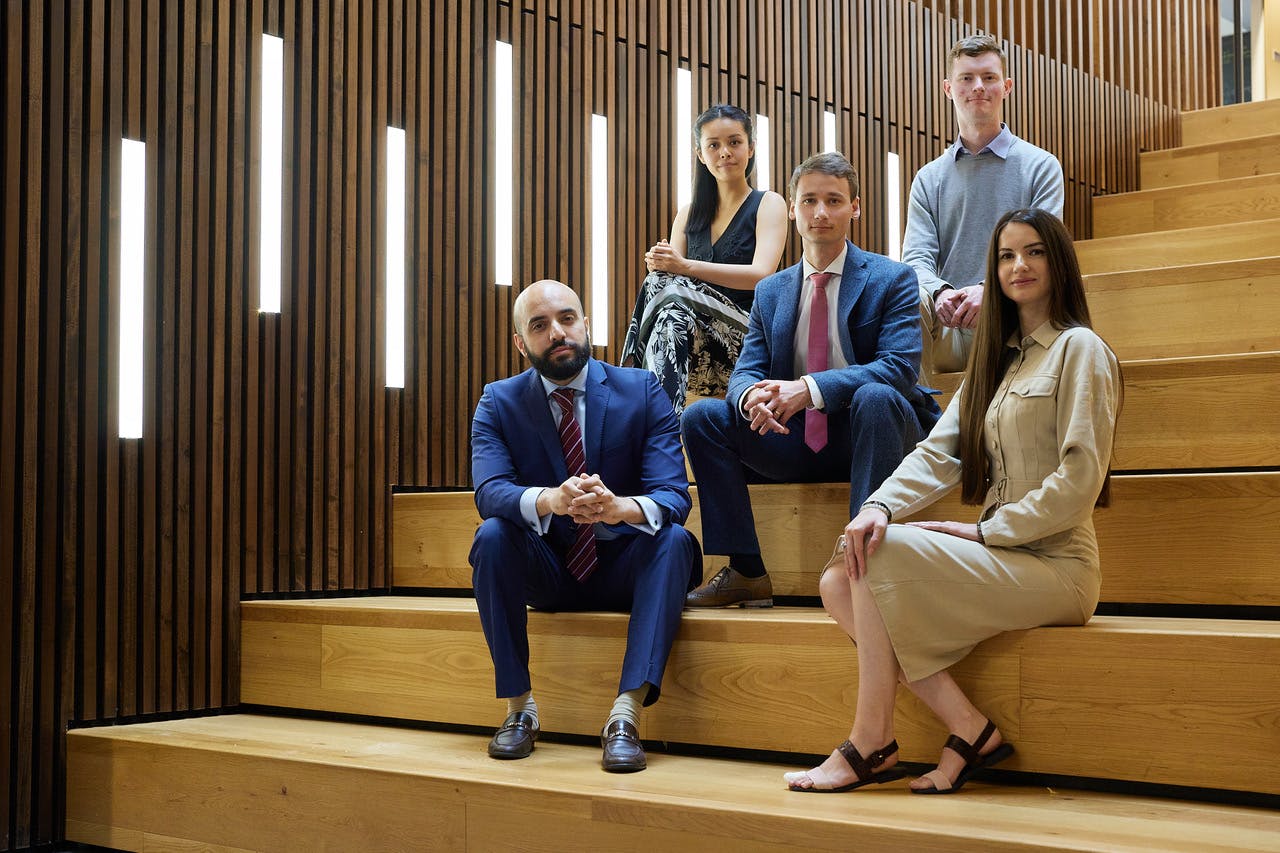 Quantum Dice cofounders (left to right): Ramy Shelbaya, Wenmiao Yu, Marko von der Leyen, George Dunlop, and Zhanet Zaharieva.
