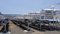 A Fresnel-type system heats water in a heat-collecting pipe by linearly concentrating light. A Fresnel-type system heats water in a heat-collecting pipe by linearly concentrating light.