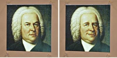With the help of NTT's HenGenTou ('deformation lamp') monochrome projector, Johann Sebastian Bach smiles for the first time in more than two centuries.