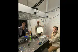(L-R) Hediyeh M. Dinani, Dr. Georgios Pyrialakos, and Abraham M. Berman Bradley in the lab with their setup. Credit: Khajavikhan’s Group (L-R) Hediyeh M. Dinani, Dr. Georgios Pyrialakos, and Abraham M. Berman Bradley in the lab with their setup. Credit: Khajavikhan’s Group