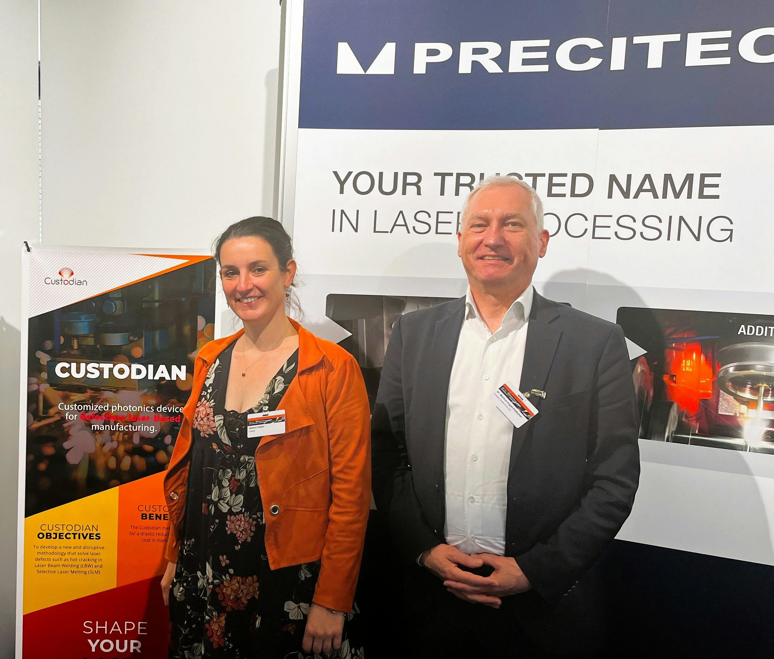 Gwenn Pallier, product line manager at Cailabs (left), and Markus Kogel-Hollacher, head of R&D projects at Precitec (right).