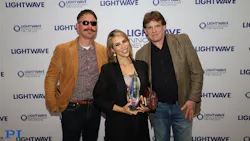 PI’s Matt Price and Nikta Jalayer accept the Lightwave Innovation Award from Lightwave Magazine Editor Sean Buckley (right) at the 2026 OFC Conference in Los Angeles, CA. PI’s Matt Price and Nikta Jalayer accept the Lightwave Innovation Award from Lightwave Magazine Editor Sean Buckley (right) at the 2026 OFC Conference in Los Angeles, CA.