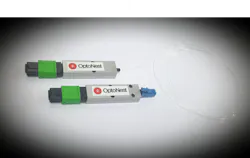The 1x8 MPO Splitter Module (LC to MPO Connector) developed by OptoNest. The 1x8 MPO Splitter Module (LC to MPO Connector) developed by OptoNest.