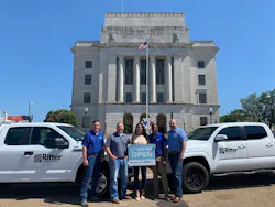 Ritter Communications staff participate in the Texarkana Regional Chamber of Commerce’s Tying the Community Back Together campaign. Pictured from left to right: Philip McDowell, business services technician; Chad Bennett, senior solutions engineer; Michelle Citty, business sales representative; Roderick Hall, business sales representative; and Jerry Fleenor, director of enterprise sales. Ritter Communications staff participate in the Texarkana Regional Chamber of Commerce’s Tying the Community Back Together campaign. Pictured from left to right: Philip McDowell, business services technician; Chad Bennett, senior solutions engineer; Michelle Citty, business sales representative; Roderick Hall, business sales representative; and Jerry Fleenor, director of enterprise sales.