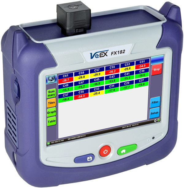 Technicians can use the FX182 Optical Channel Checker to measure CWDM and DWDM performance in 5G networks and the fiber deep installations in cable networks.
