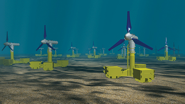 All of these systems were designed to operate as an array of turbines Since the turbines are designed to be small in size several of these turbines can be placed in an array for maximum energy capture With several turbines operating as a system together they can match the projected outputs of tidalwave dam projects
