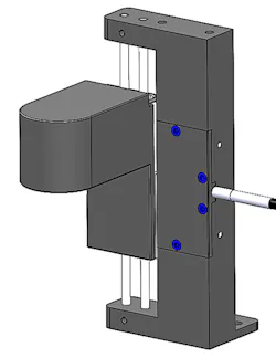 Optimized linear drive piezomotor system with motor integrated in body and direct drive onto linear slide. Optimized linear drive piezomotor system with motor integrated in body and direct drive onto linear slide.