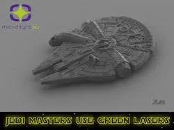 A 3D-printed replica of the Millennium Falcon. A 3D-printed replica of the Millennium Falcon.