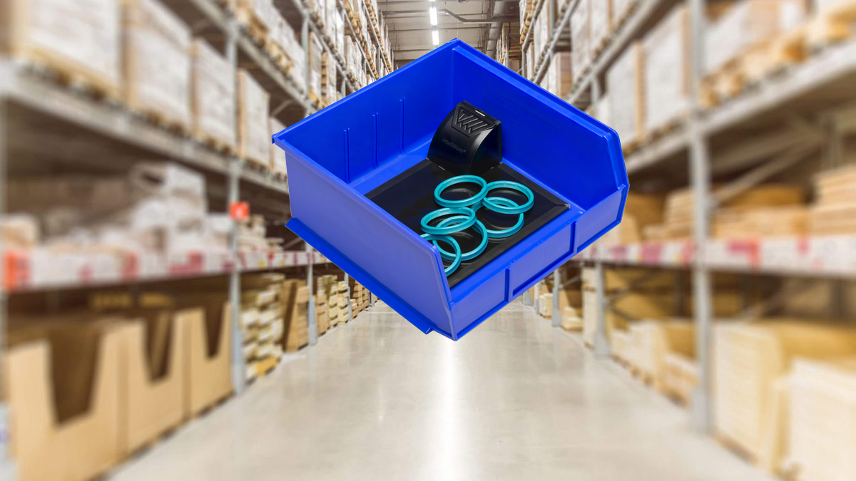 IntelliStok system superimposed over storeroom