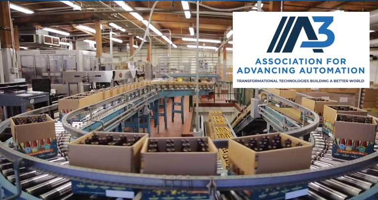 Conveyor belt with superimposed A3 logo