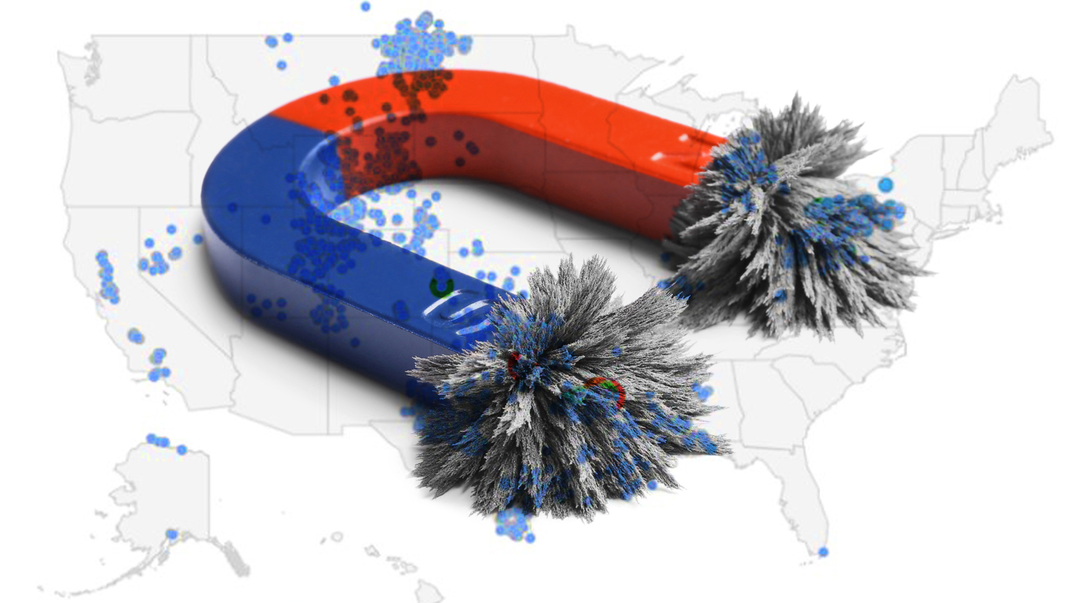 Magnet Superimposed Over Map Of The Us