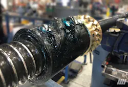 The maximum speed for a 1-in. diameter screw like this one will vary greatly depending on length—ranging from 2,938 RPM at 36 in. and 184 RPM at 144 in. (rated at 80% of its critical speed, simple supports). Values can be referenced in the Machinery Handbook. The maximum speed for a 1-in. diameter screw like this one will vary greatly depending on length—ranging from 2,938 RPM at 36 in. and 184 RPM at 144 in. (rated at 80% of its critical speed, simple supports). Values can be referenced in the Machinery Handbook.