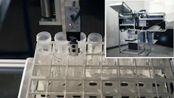 Tubes in a tray, with inset photo of the Tekmill CTF-COV Tubes in a tray, with inset photo of the Tekmill CTF-COV