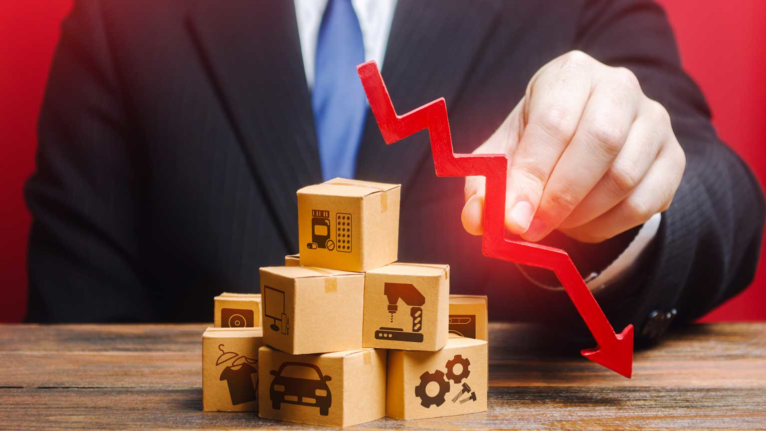 Artist's rendition of manufacturing growth declining