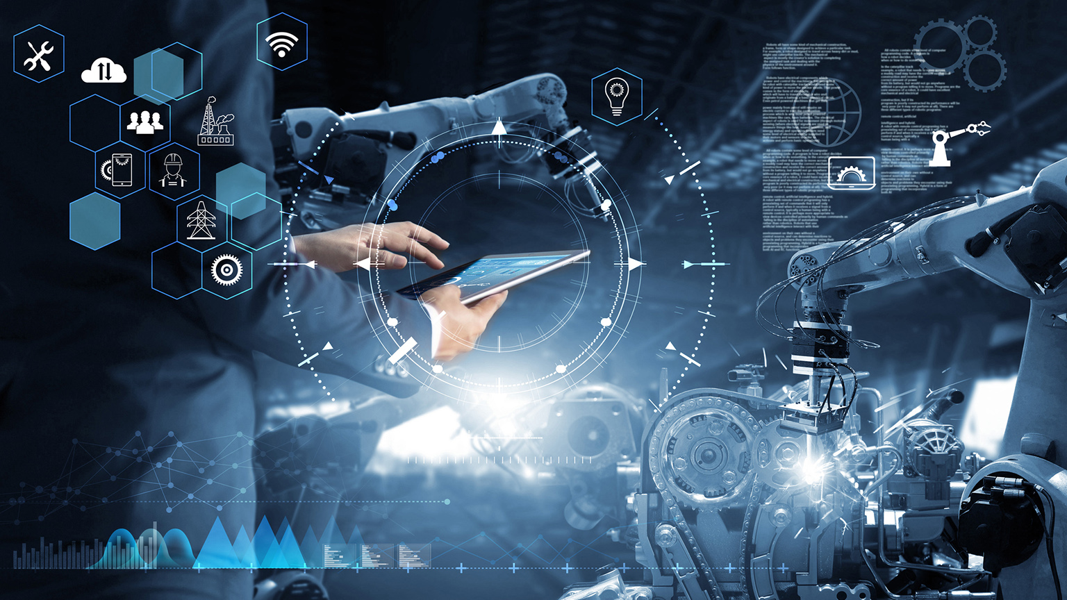 Artist's rendition of the IIoT and robotics