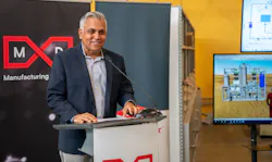 Raj Batra, president of Digital Industries for Siemens USA, discusses his company’s collaboration with Dow on a digital simulation, training and data management platform for process manufacturing at a press conference at MxD in Chicago July 28. Raj Batra, president of Digital Industries for Siemens USA, discusses his company’s collaboration with Dow on a digital simulation, training and data management platform for process manufacturing at a press conference at MxD in Chicago July 28.