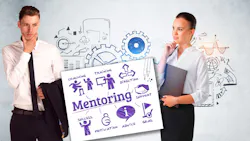 Engineers standing in front of gears sketch, with Part 4 graphic Engineers standing in front of gears sketch, with Part 4 graphic