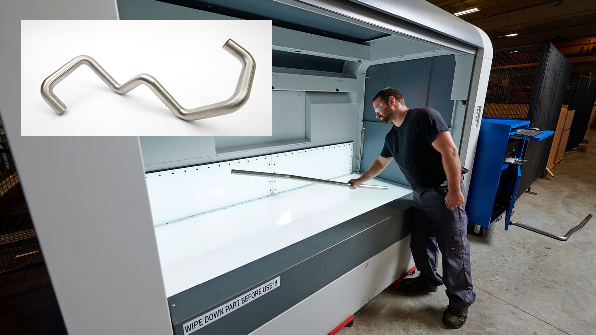 TubeInspect equipment, with inset photo of complex part