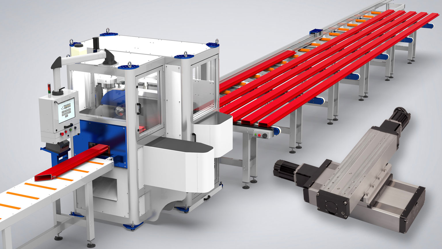 Glazing machine and actuator photo collage