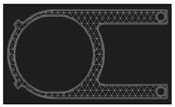 A screenshot from Eiger slicing software shows the sparse triangular infill structure within the crucible clip printed using FFF. A screenshot from Eiger slicing software shows the sparse triangular infill structure within the crucible clip printed using FFF.