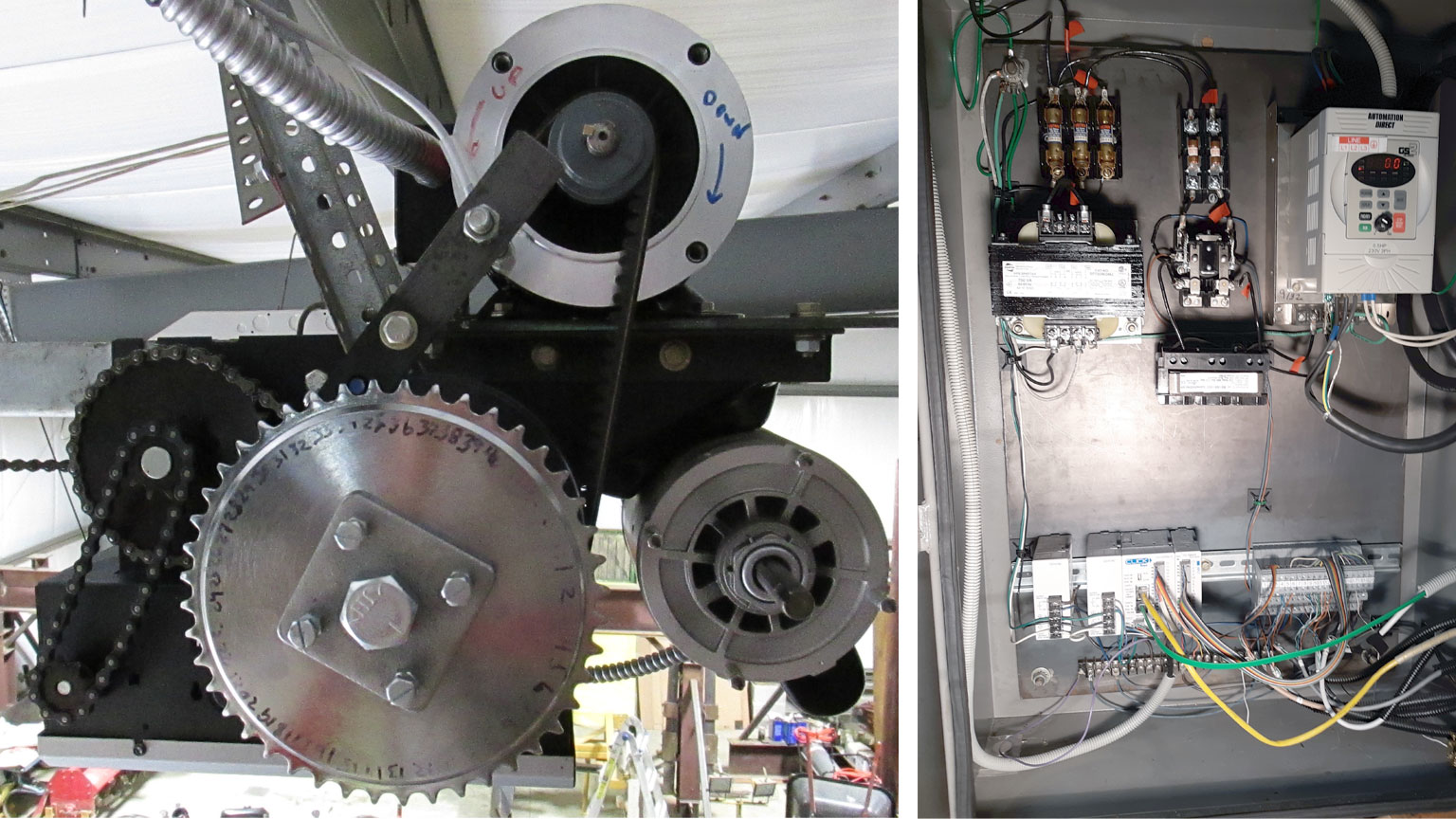 Motors and control panel photo collage