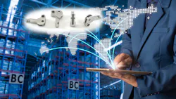 Businessman using tablet, with image of 3DEO parts superimposed Businessman using tablet, with image of 3DEO parts superimposed