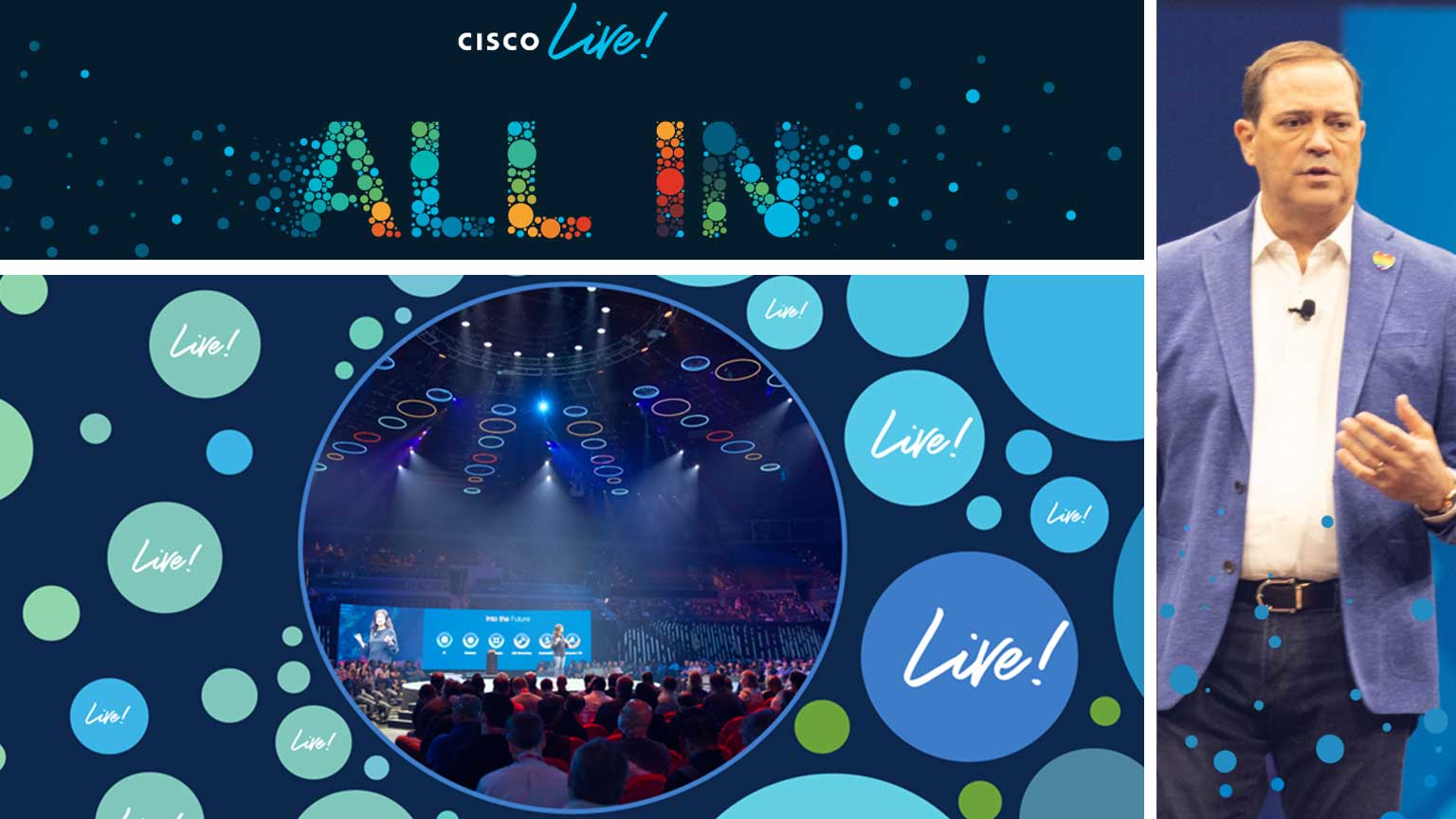 Cisco Live logo and Chuck Robbins