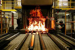 Metal parts are loaded into baskets, then pulled into the carburization furnace. There, they will be heated above the metal’s critical temperatures in preparation for quenching. Metal parts are loaded into baskets, then pulled into the carburization furnace. There, they will be heated above the metal’s critical temperatures in preparation for quenching.
