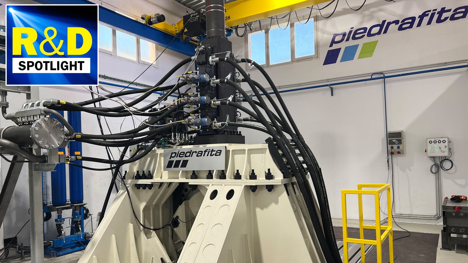 A custom-designed test bench developed by Moog and Piedrafita Systems simulates the movement of a hydraulic vehicle&rsquo;s tracks over uneven terrain. The system incorporates hydraulic actuators with digital servo valves, a test controller, power cabinet, digital pumps and an accumulator bench with piping.