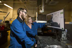 Dr. Michelle Pantoya says her students are a constant source of inspiration. Here, she works with a student in the combustion Lab at Texas Tech. Dr. Michelle Pantoya says her students are a constant source of inspiration. Here, she works with a student in the combustion Lab at Texas Tech.
