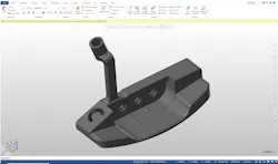 CAD/CAM software screenshot of the putter that was produced using closed-loop manufacturing practices. CAD/CAM software screenshot of the putter that was produced using closed-loop manufacturing practices.