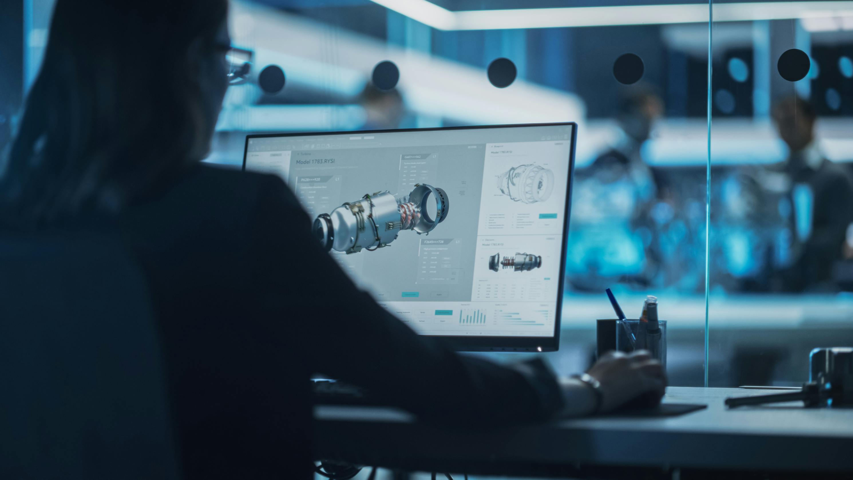 Industrial engineer working on CAD software