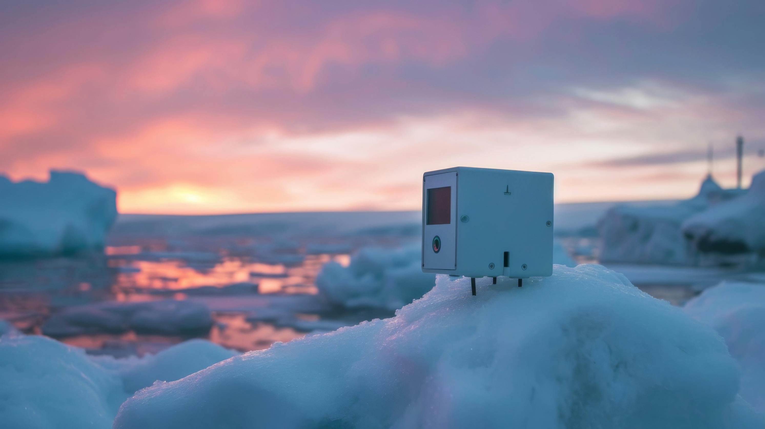 Compact sensor on Arctic ice.