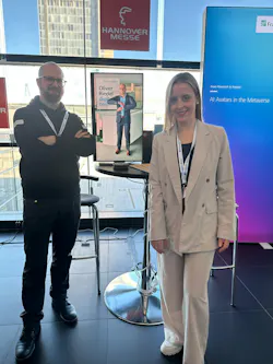 Fraunhofer Institute’s Dan Blank and Catharina Sauer introduced media to “Oliver,” an avatar based on Dr. Oliver Riedel. Fraunhofer Institute’s Dan Blank and Catharina Sauer introduced media to “Oliver,” an avatar based on Dr. Oliver Riedel.