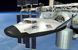 Rendering of a Dream Chaser docked at the ISS Rendering of a Dream Chaser docked at the ISS