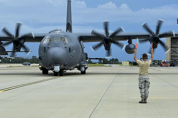 AC-130 Ghostrider close air support aircraft features 105-millimeter cannon, new routers and networks