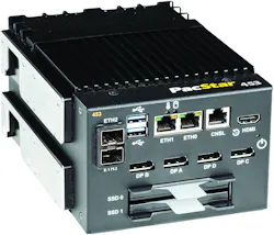 The PacStar 453 NVIDIA GPGPU enhanced server module is suitable for tactical vehicle-mounted and forward operating base virtualization and hosting needs. The PacStar 453 NVIDIA GPGPU enhanced server module is suitable for tactical vehicle-mounted and forward operating base virtualization and hosting needs.