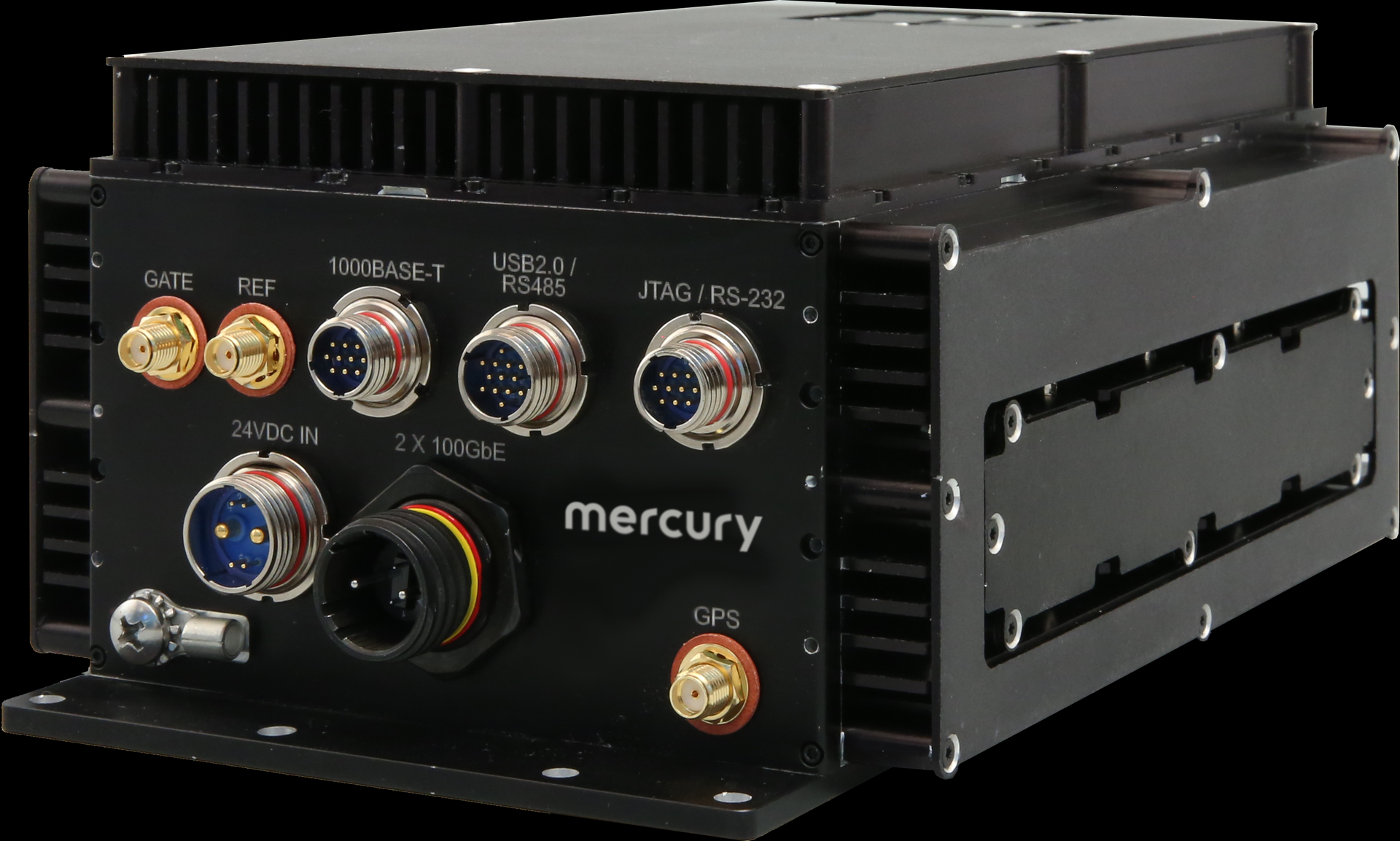 The Mercury model 6350 is an eight-channel A/D and D/A Xilinx Zynq UltraScale+ RFSoC Processor in a small-form-factor rugged enclosure.